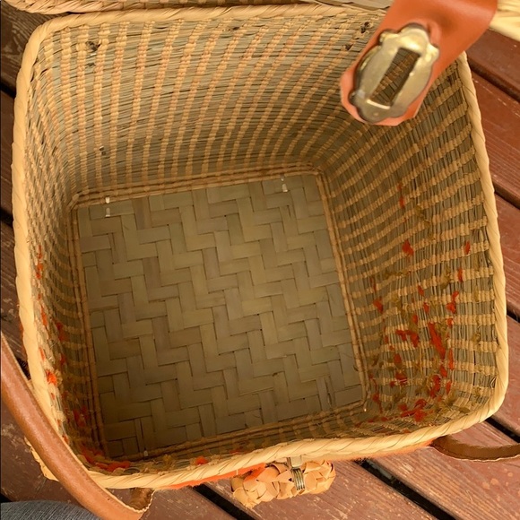 Beach Straw Wooven Square VTG basket Bag - Picture 8 of 8